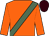 Orange, olive green sash, brown cap