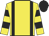 Yellow body, black braces, yellow arms, black hooped, black cap