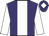 Purple body, white stripe, white arms, purple cap, white diamond