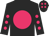 Black body, rose disc, black arms, rose spots, black cap, rose spots