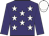 Purple body, white stars, purple arms, white cap
