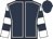 Dark blue, white seams, white and dark blue hooped sleeves, dark blue cap
