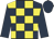 Dark blue and yellow check, dark blue sleeves and cap