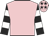 Pink, black and white hooped sleeves, pink cap, black stars