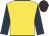 Gold, dark blue sleeves, brown cap