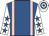 Royal blue, pink braces, white sleeves, royal blue stars, hooped cap