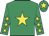 Emerald green, yellow star, yellow stars on sleeves, yellow star on cap