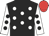 Black, white spots, white sleeves, black spots, red cap