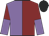 Maroon & mauve halved, mauve & maroon halved sleeves, black cap