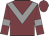 Garnet body, grey chevron, garnet arms, grey armlets, garnet cap