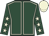Dark green, beige seams, dark green sleeves, beige stars, beige cap