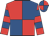 Red and royal blue (quartered), hooped sleeves, royal blue and red quartered cap