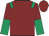 Maroon, emerald green epaulets, halved sleeves