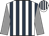 White & dark blue stripes, grey sleeves, white & dark blue striped cap