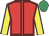 Red, black seams, yellow sleeves, black seams, emerald green cap