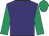 Purple, emerald green sleeves & cap