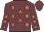 Garnet body, orange stars, garnet arms, orange stars, garnet cap