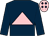 Dark blue, pink triangle, pink cap, dark blue diamonds