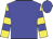 Big-blue body, yellow arms, big-blue hooped, big-blue cap