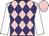 pink, purple diamonds, white sleeves, pink cap