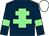 Dark blue, light green cross of lorraine, dark blue sleeves, light green armlets, white cap
