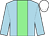 Light blue, light green stripe, light blue arms, white cap