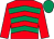 Red, emerald green chevrons, red sleeves, emerald green cap