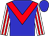 blue, red chevron, white sleeves, red stripes, blue cap