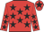 Red body, black stars, red arms, black stars, red cap, black star