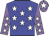 Blue body, white stars, mauve arms, white stars, mauve cap, white star