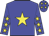 Blue body, yellow star, blue arms, yellow stars, blue cap, yellow stars