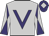 Silver, purple v, silver sleeves, purple diabolo, purple cap, silver diamond