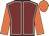Maroon, beige seams, orange sleeves & cap