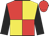Red body, yellow quartered, black arms, red cap