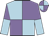 light blue, mauve quartered, mauve and light blue halved sleeves, quartered cap