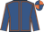 Royal blue, orange seams, quartered cap