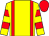 Yellow, red braces, hooped sleeves, red cap