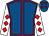 Royal blue, red seams, white sleeves, red diamonds, royal blue cap, red stars