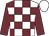 White, garnet checked, garnet sleeves, white cap