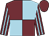 Garnet body, light blue quartered, garnet arms, light blue striped, garnet cap
