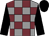 Grey body, garnet checked, black arms, black cap