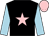 Black, pink star, light blue sleeves, pink cap
