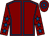 Maroon, royal blue seams, royal blue stars on sleeves, hooped cap