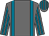 Slate grey, kingfisher braces, striped sleeves and cap