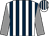 White & dark blue stripes, grey sleeves, white & dark blue striped cap