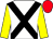 WHITE, BLACK cross belts, YELLOW sleeves, RED cap