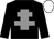 black, grey cross of lorraine, white cap