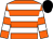 Orange, white hoops, black cap