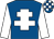 Royal blue, white cross of lorraine & sleeves, check cap