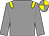 Grey body, yellow epaulettes, grey arms, grey cap, yellow quartered